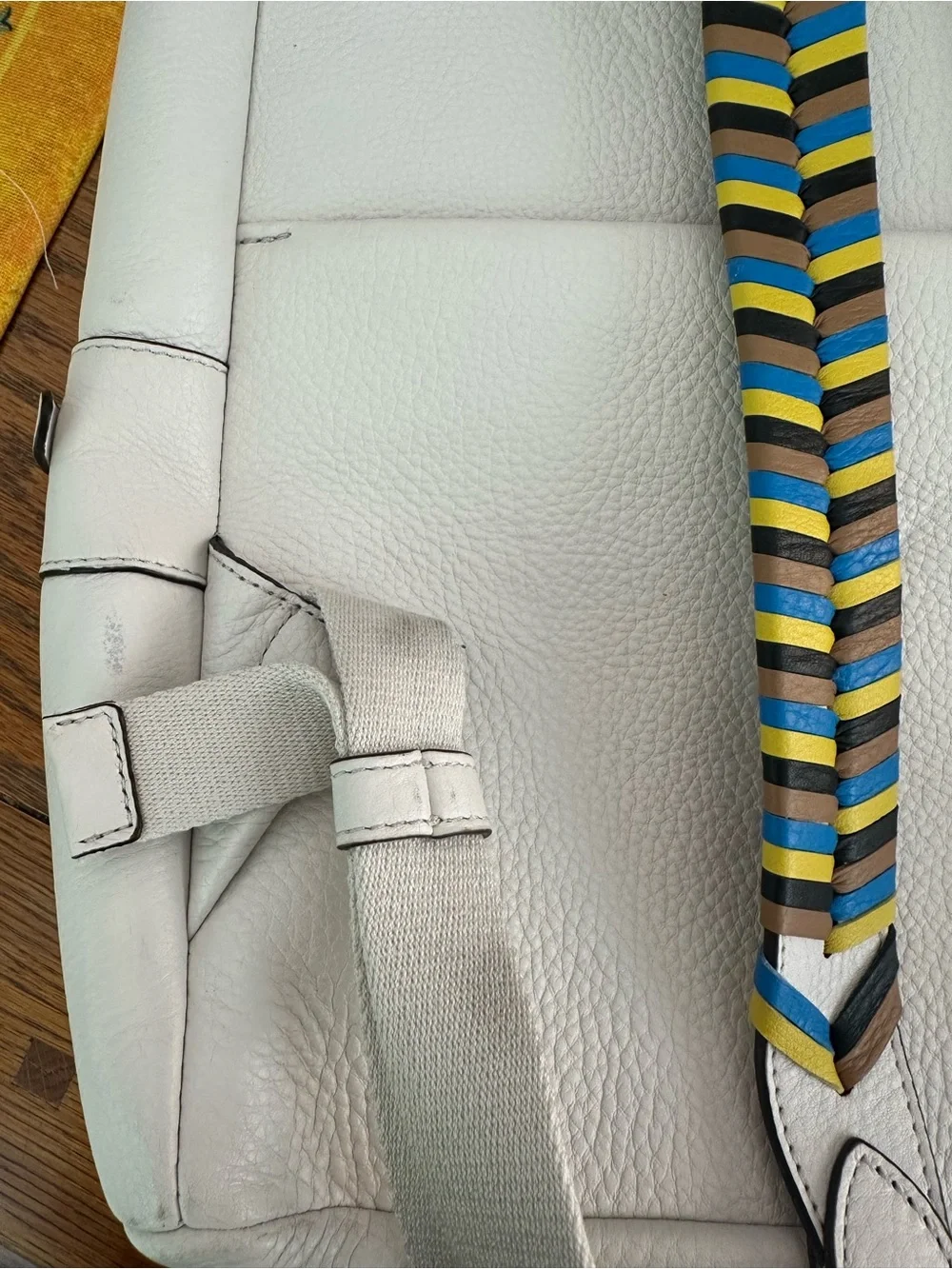 Vintage Henri Bendel SoHo Large Off White with Multi Braided Straps Backpack EUC